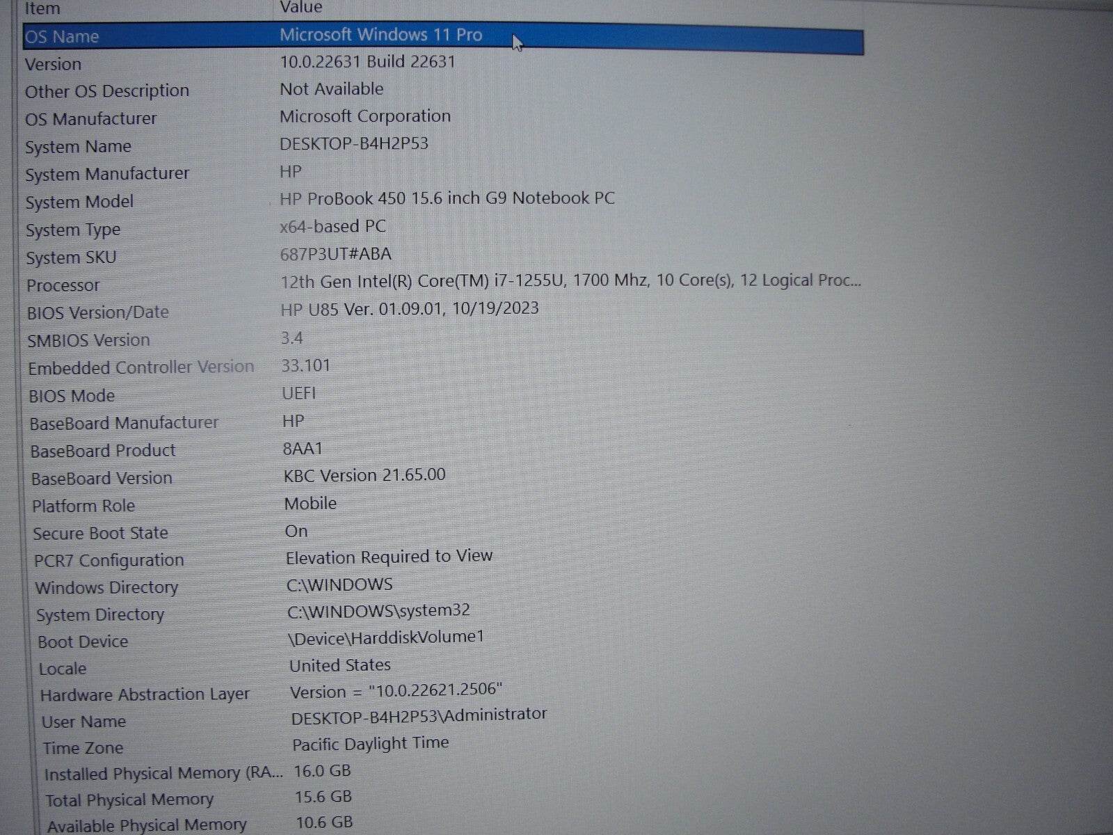 HP ProBook 450 G9 15.6” FHD Intel Core i7-1255U 1.7GHz 16GB 512GB SSD - Tested Computer Laptop Parts