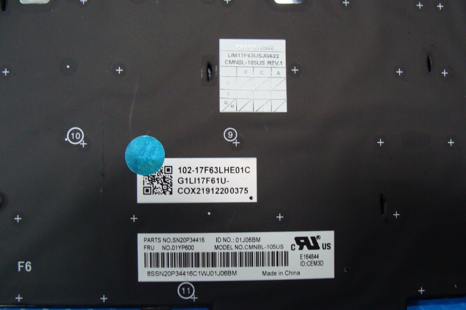 Lenovo ThinkPad 15.6” P52 Genuine Laptop Backlit Keyboard 01YP600 SN20P34416