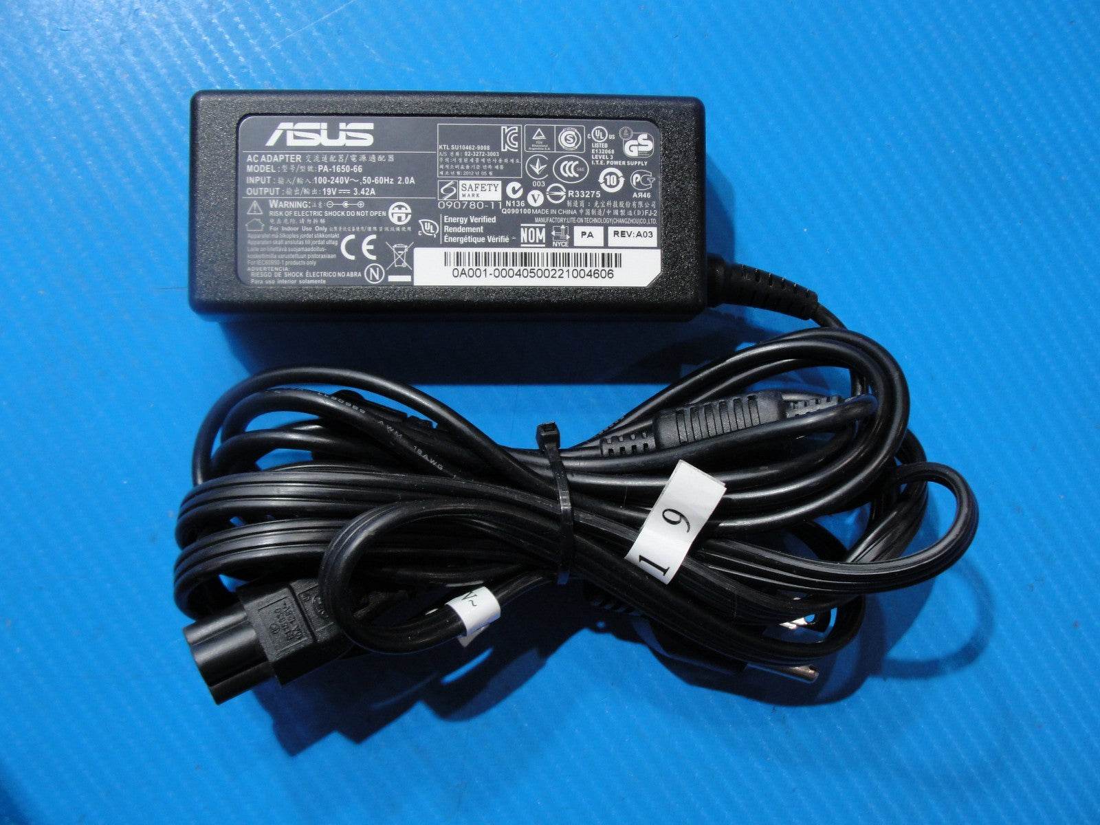 Genuine ASUS 65W AC Adapter – 19.5V 3.42A – 5.5×1.7mm Black Tip (No Center PiN) - Tested Computer Laptop Parts