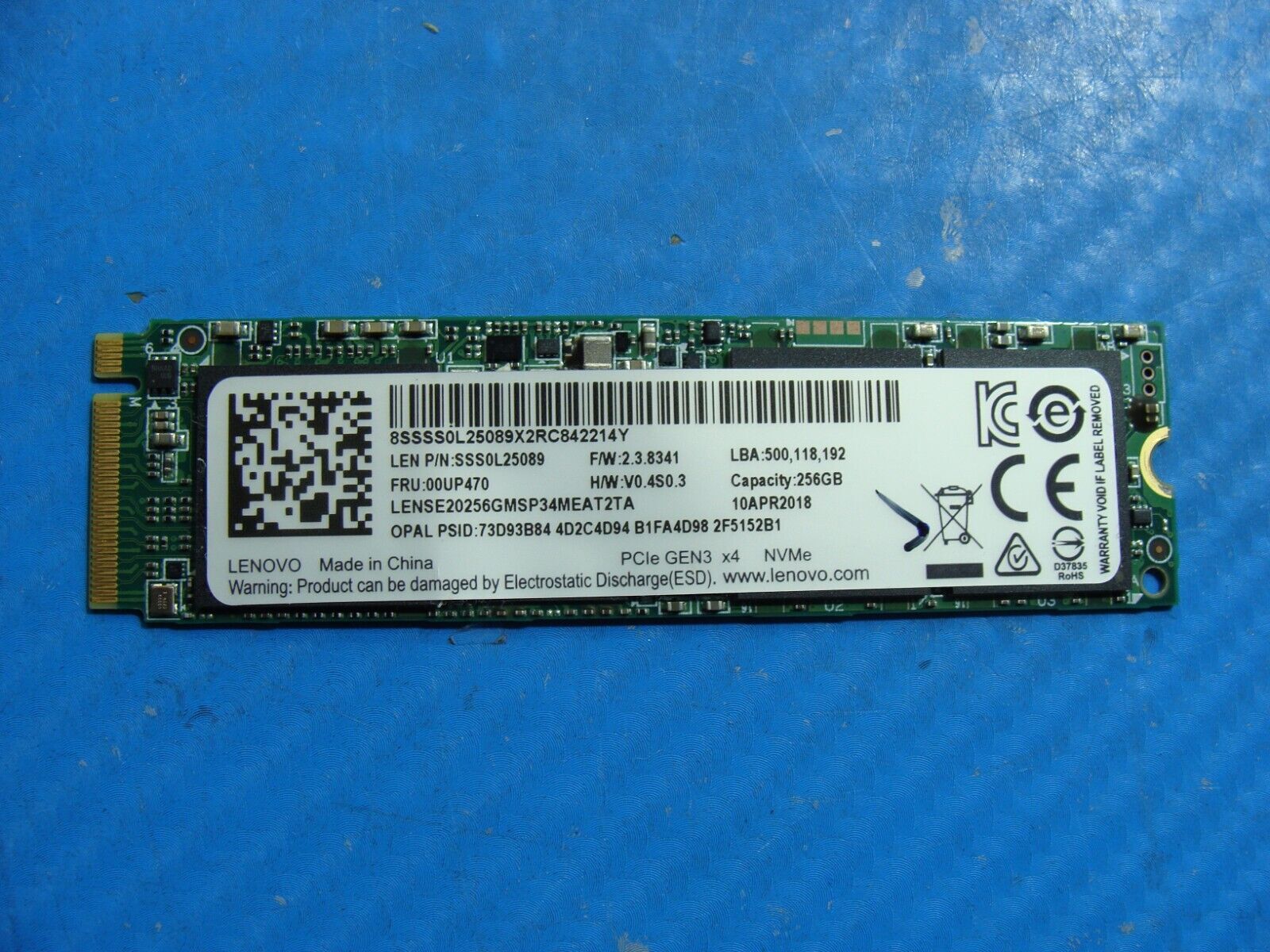 Lenovo X380 Yoga 256GB NVMe M.2 SSD Solid State Drive 00UP470 SSS0L25089