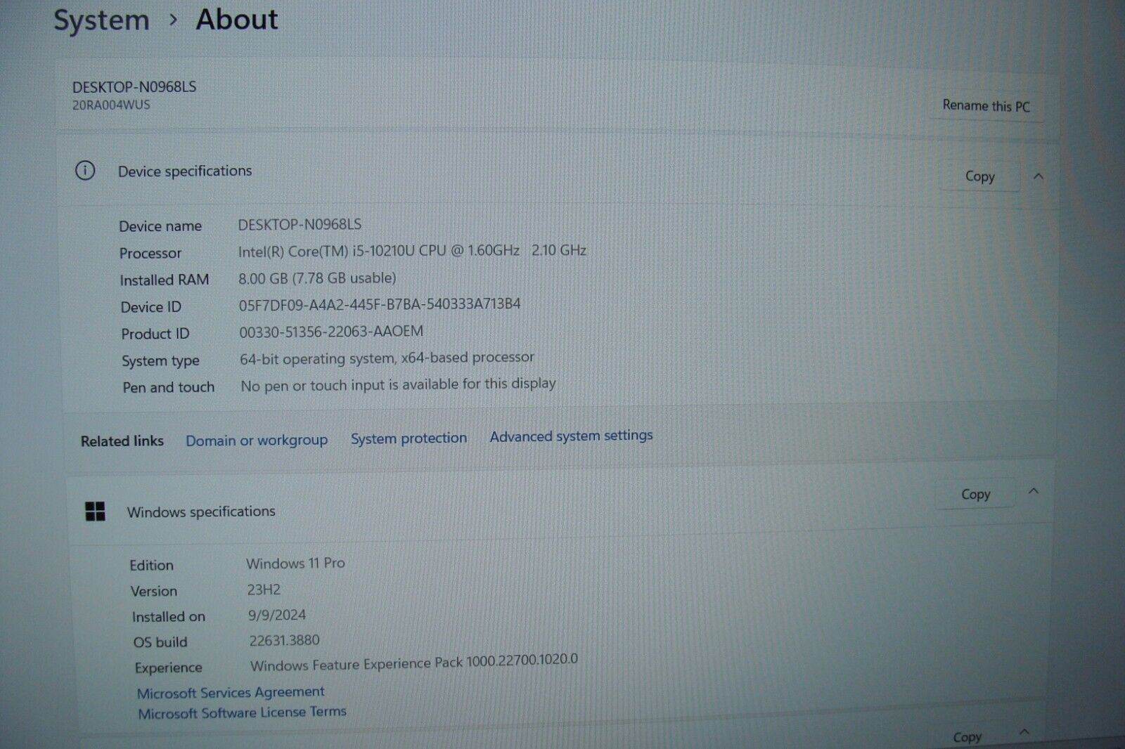 Lenovo ThinkPad E14 Gen1,FHD Core i5-10210U, 1.6GHz 8GB,HDD1Tb+Original Charger - Tested Computer Laptop Parts