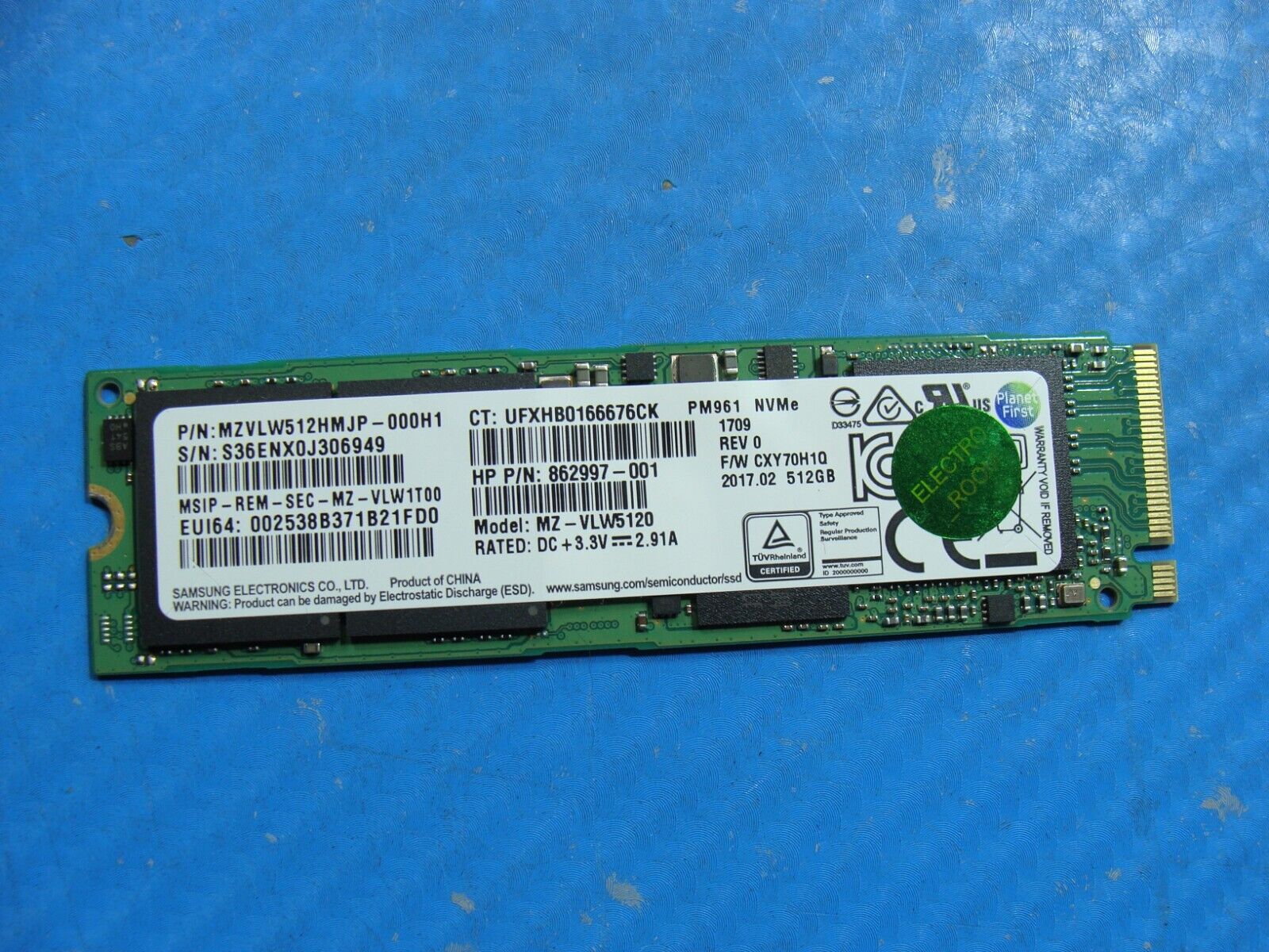HP 15-bl012dx Samsung 512GB NVMe M.2 SSD Solid State Drive MZVLW512HMJP-000H1