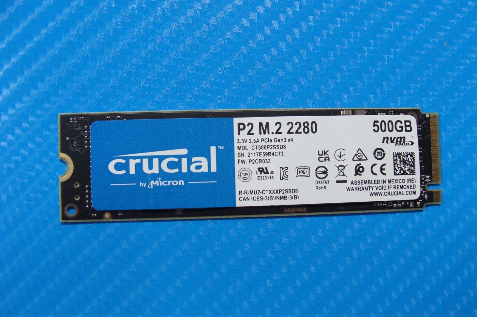 Lenovo E15 Crucial 500GB NVMe M.2 SSD Solid State Drive CT500P2SSD8