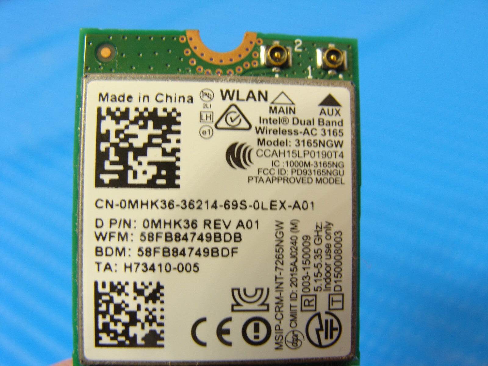 Dell Inspiron 15.6” 15 7579 Genuine Laptop Wireless WiFi Card MHK36 3165NGW - Tested Computer Laptop Parts