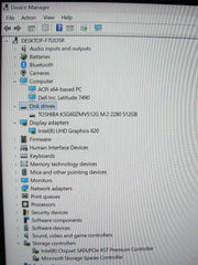 Dell Latitude 7480 14”Intel Core i7-8650U 1.9GHz 16GB SSD Reset 512GB- Charger - Tested Computer Laptop Parts