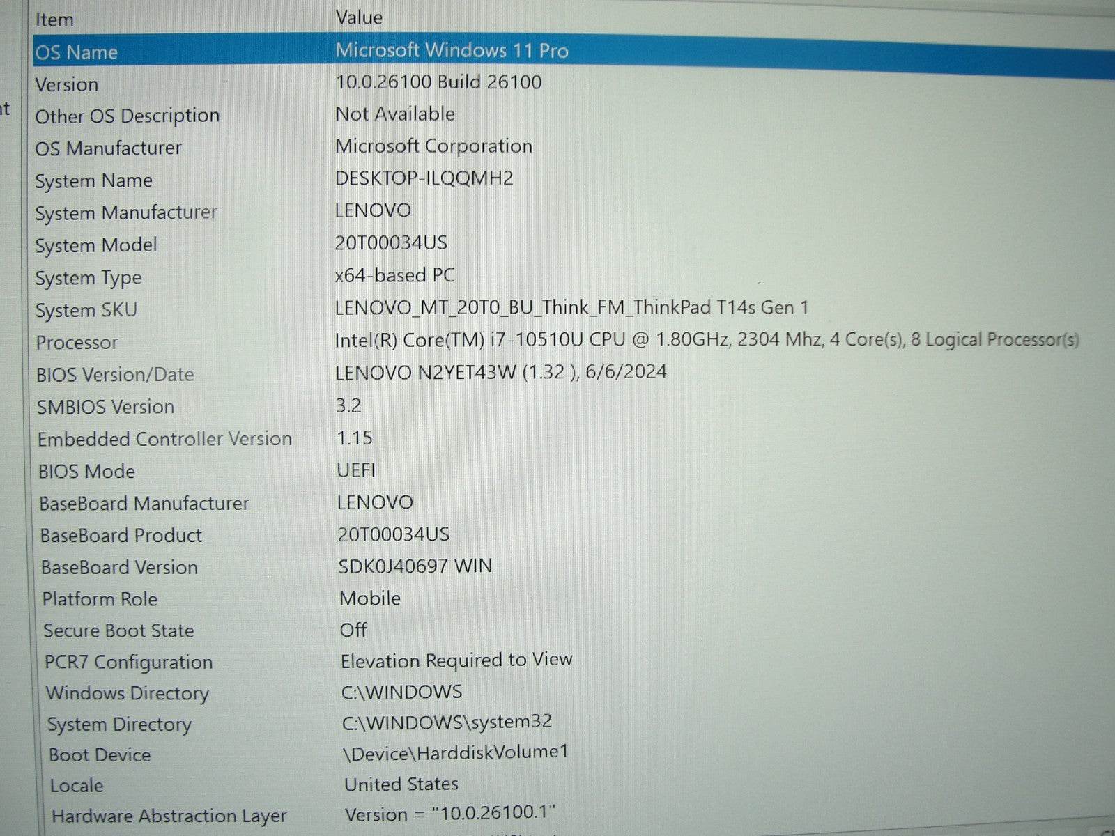 Lenovo ThinkPad T14s 14” FHD Intel Core i7-10510U 1.8GHz 16GB 512GB SSD - Tested Computer Laptop Parts