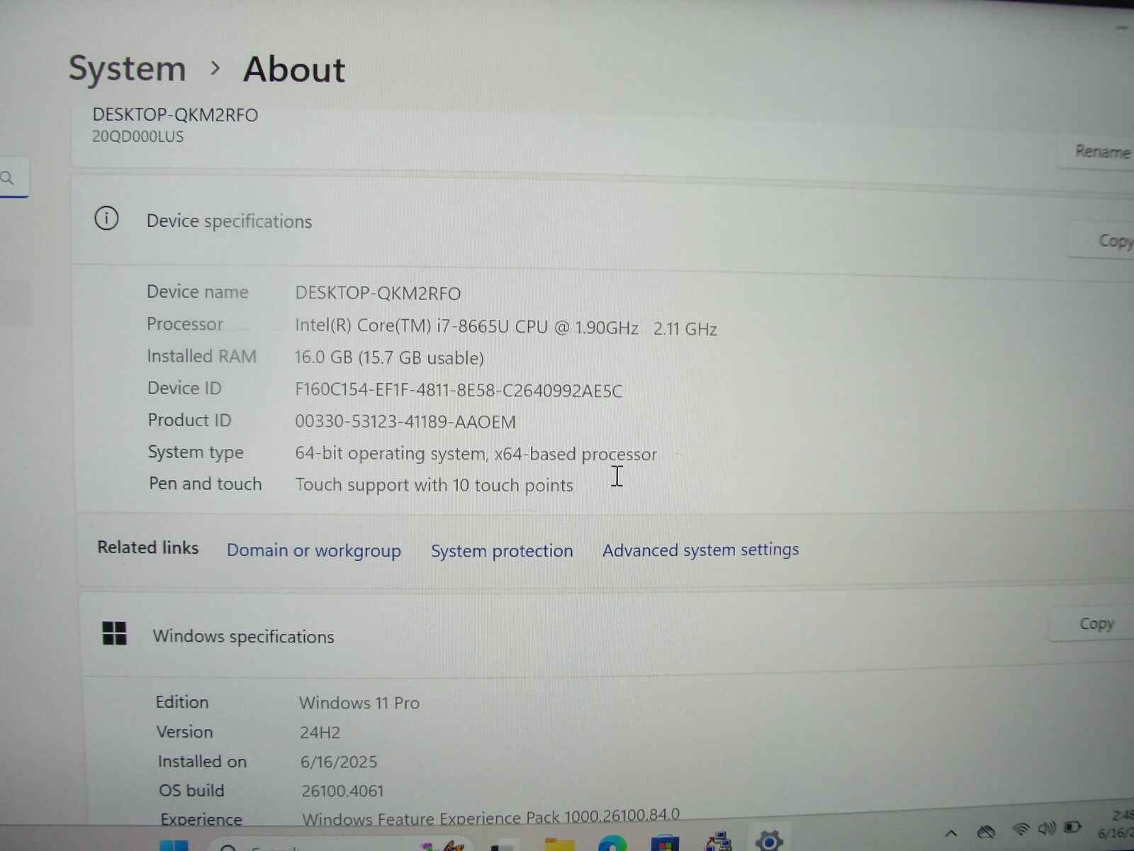 Lenovo ThinkPad X1 Carbon Gen 7 14”TOUCH FHD Core i7-8665U 1.9GHz 16GB 512GB SSD - Tested Computer Laptop Parts
