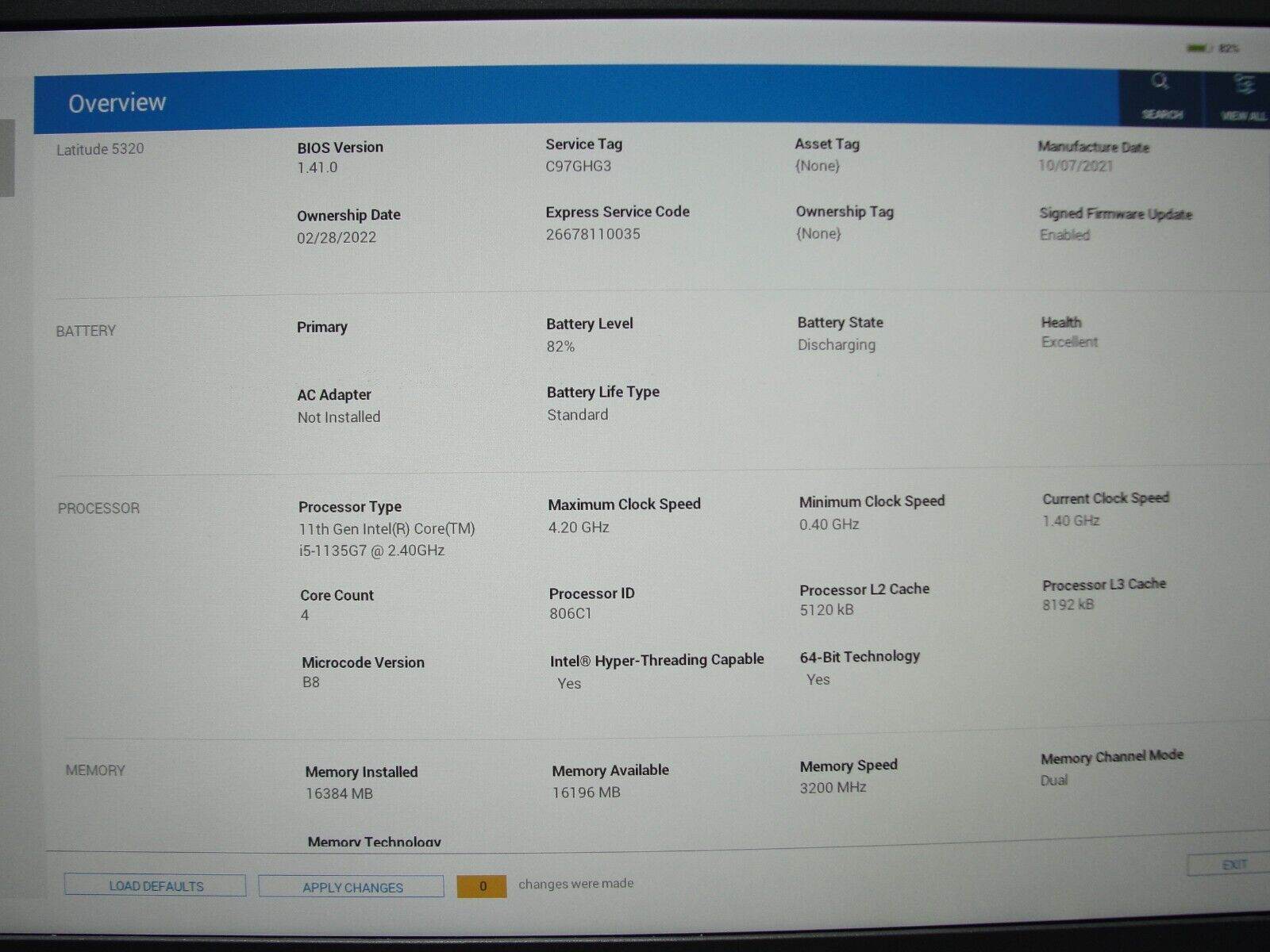 Dell Latitude 5320 14” FHD Intel Core i5-1135G7 2.4GHz 16GB SSD Reset 256GB - Tested Computer Laptop Parts