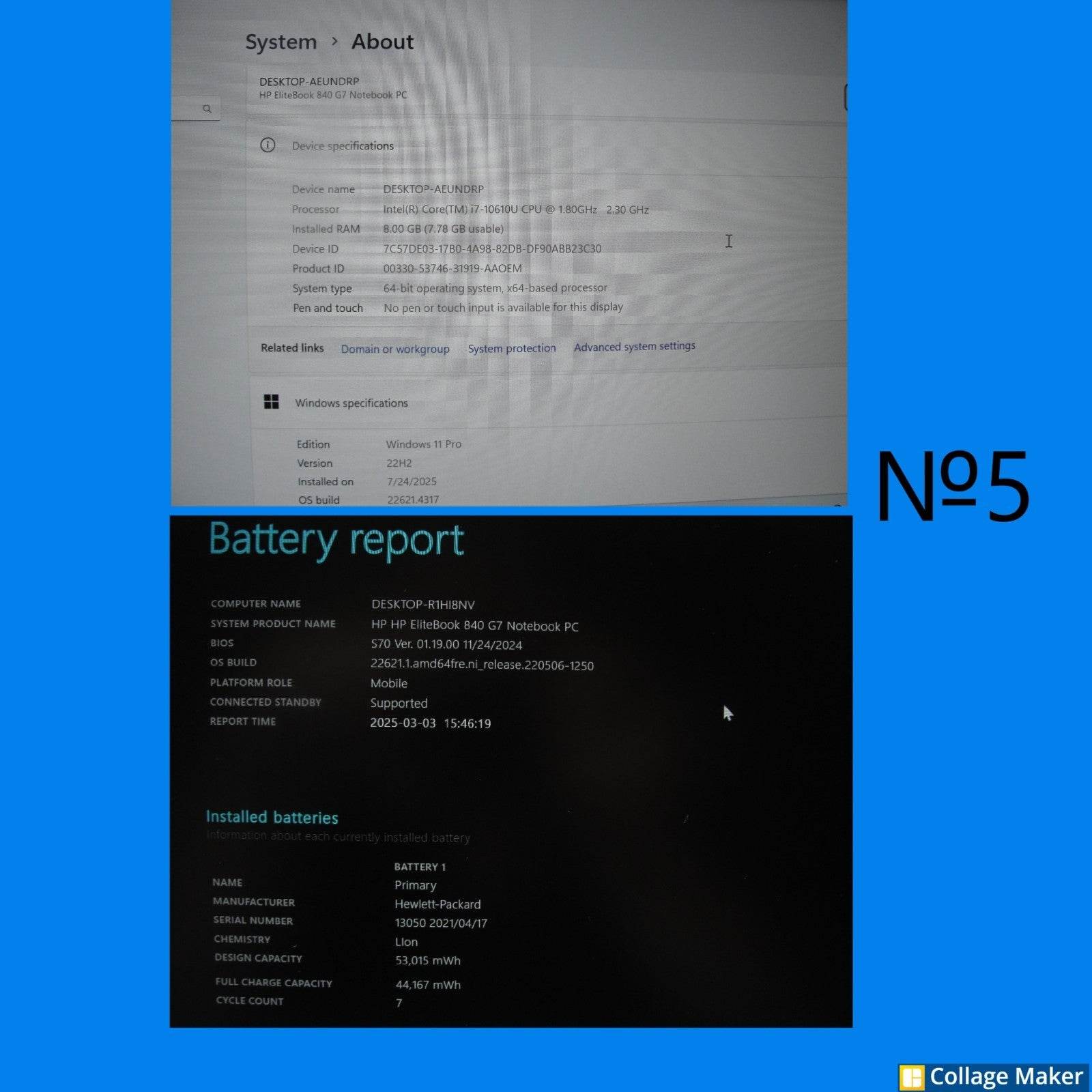 HP EliteBook 840 G7 14”FHD Intel Core i7-10610U 1.8GHz 8GB SSD Reset 256GB - Tested Computer Laptop Parts