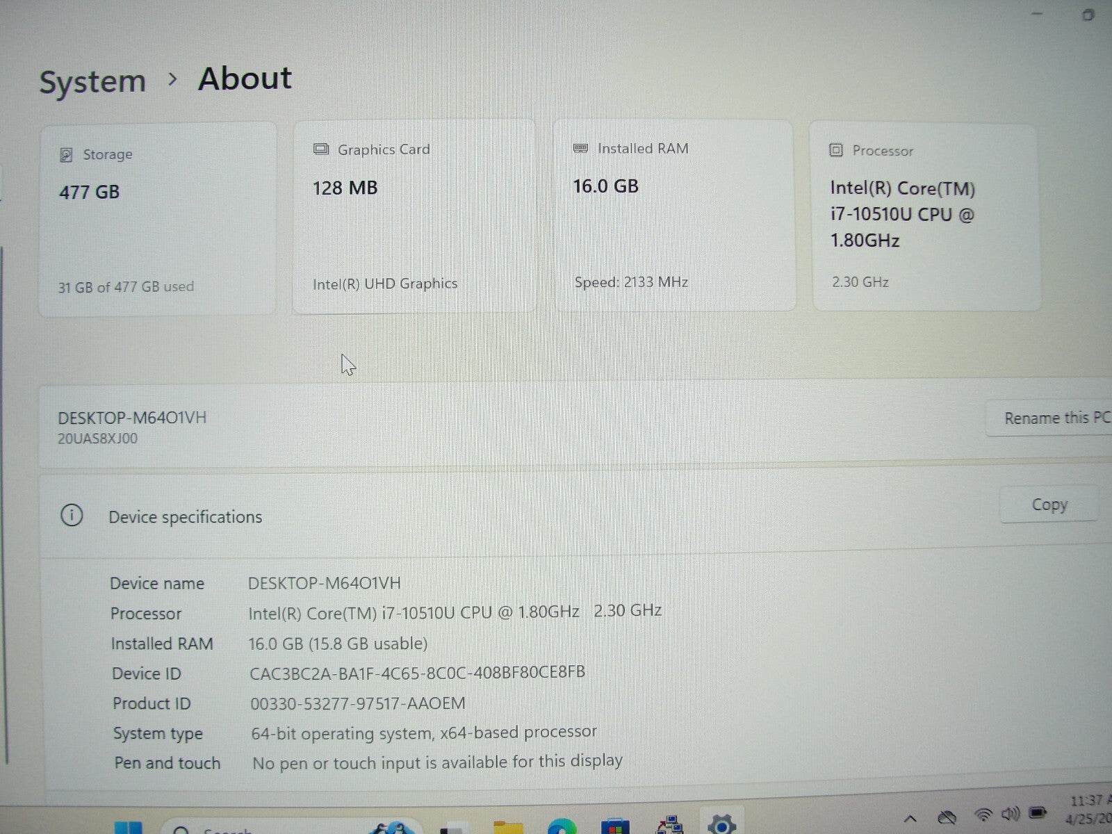 Lenovo ThinkPad X1 Carbon Gen 8 14” FHD+ Intel Core i7-10510U 1.8GHz 16GB 512GB - Tested Computer Laptop Parts