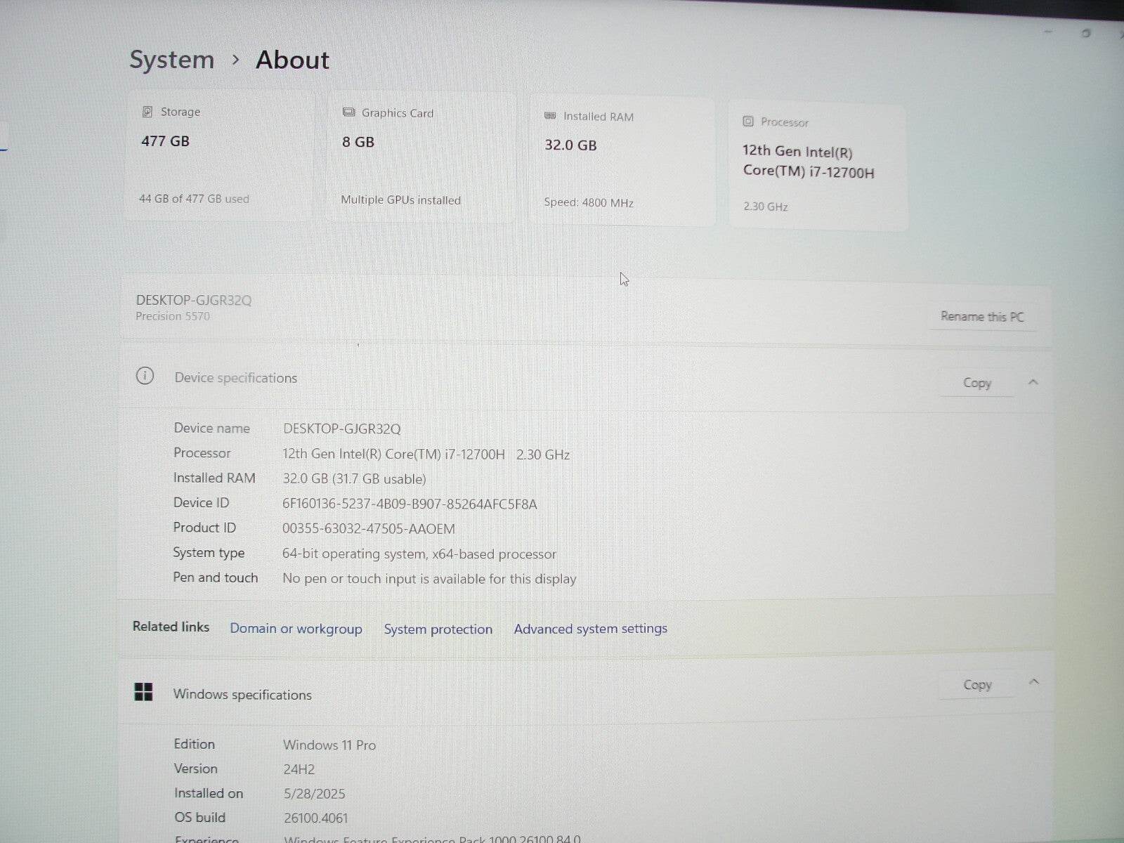 Dell Precision 5570 15.6” WUXGA i7-12700H 2.3GHz 32GB 512GB SSD NV RTX A2000 8GB - Tested Computer Laptop Parts