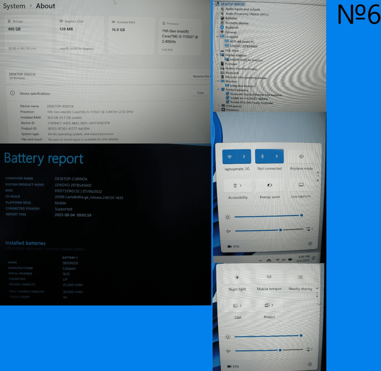 Lenovo ThinkPad E14 Gen 2 14”FHD Intel Core i5-1135G7 2.4GHz 16GB SSD Reset512GB - Tested Computer Laptop Parts