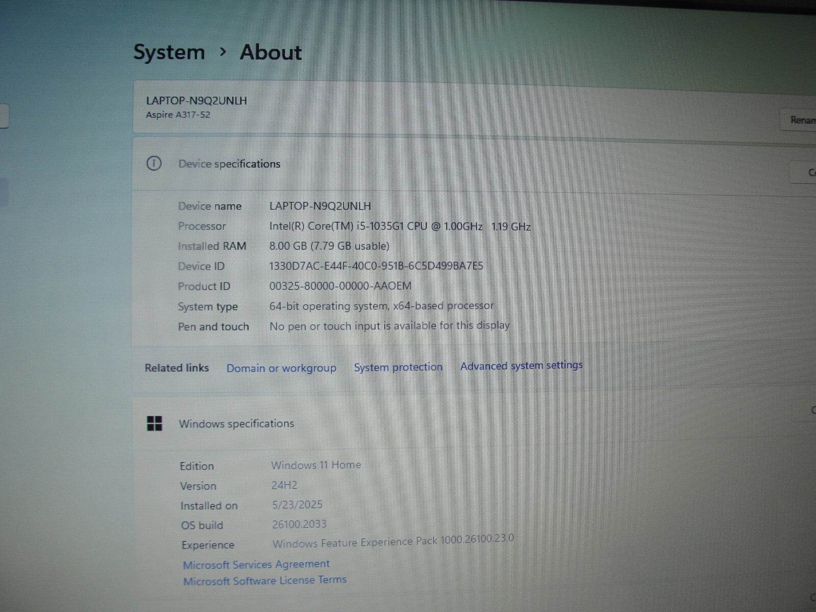 Acer Aspire 3 A317-52-569E 17.3” HD Intel Core i5-1035G1 1GHz 8GB 1TB HDD+Charge - Tested Computer Laptop Parts