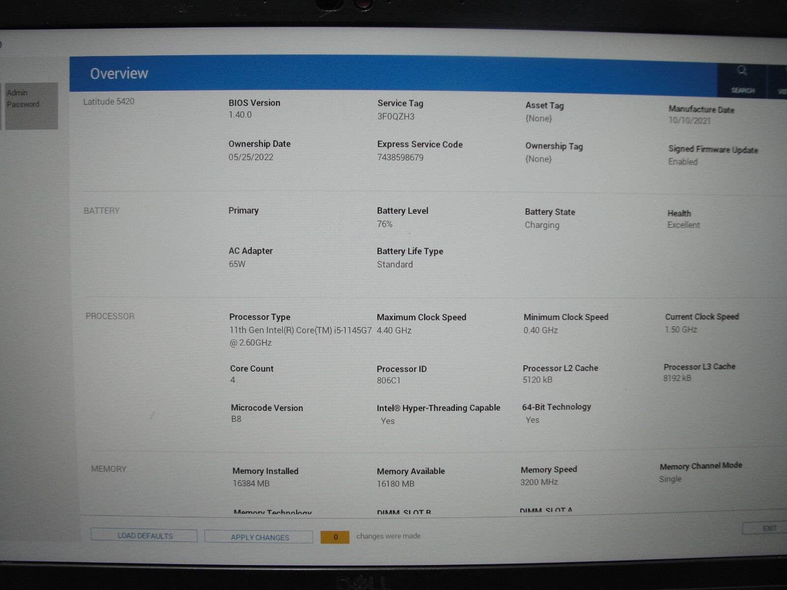 Dell Latitude 5420 14” FHD Intel Core i5-1145G7 2.6GHz 16GB 128GB SSD + Charger - Tested Computer Laptop Parts
