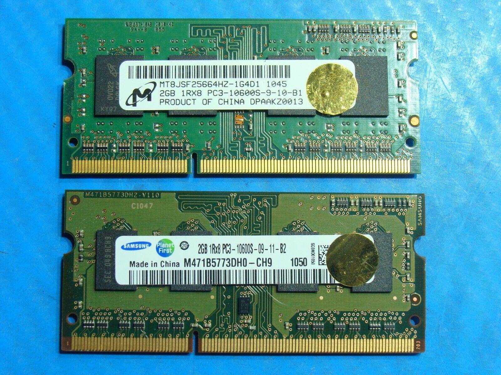 Dell E5420 Micron Samsung 4GB 2x2GB Memory RAM PC3-10600S - Tested Computer Laptop Parts