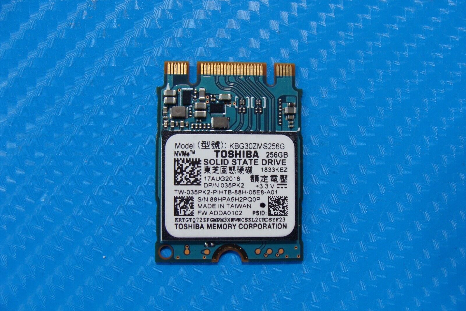 Dell 7386 2in1 Toshiba 256GB NVMe M.2 SSD Solid State Drive KBG30ZMS256G 35PK2