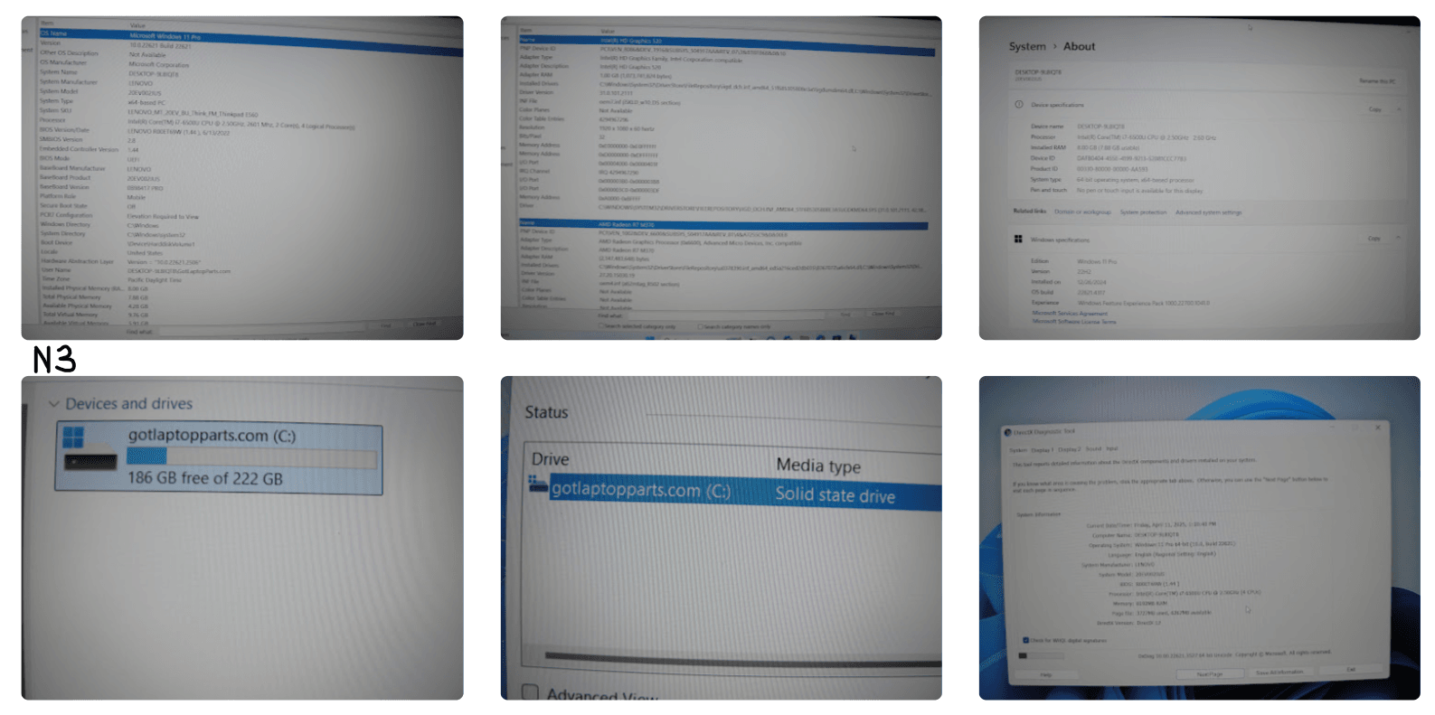 Lenovo ThinkPad E560 14” FHD Intel Core i7-6500U 2.5GHz 8GB 250GB SSD +Cgarger - Tested Computer Laptop Parts
