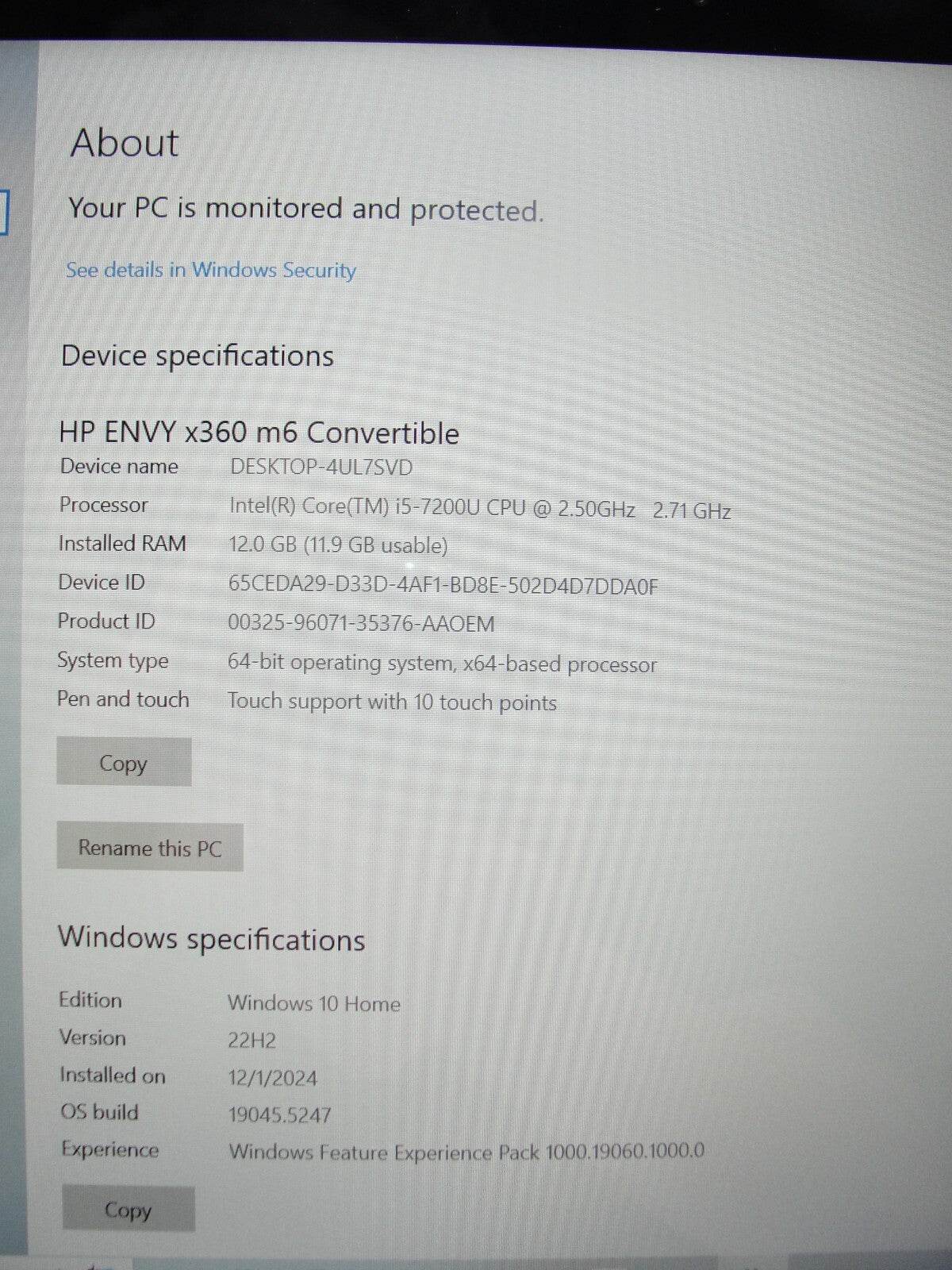 HP Envy x360 m6-aq103dx 15.6” TOUCH FHD Intel Core i5-7200U 2.5GHz 12GB 1TB HDD - Tested Computer Laptop Parts