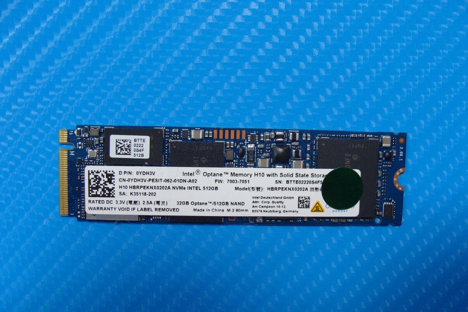 Dell 7500 2in1 Intel 32GB/512GB NVMe M.2 SSD Solid State Drive HBRPEKNX0202A