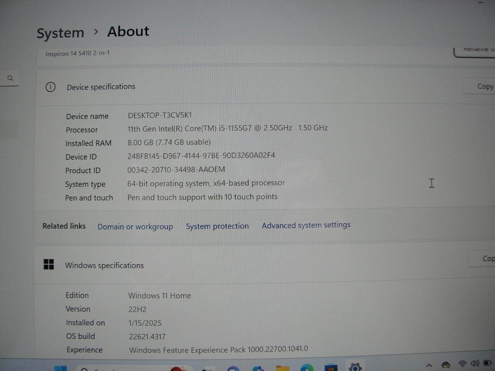 Dell Inspiron 14” 5410 2n1 FHD Intel Core i5-1155G7 2.5GHz 8GB 512GB SSD Charger - Tested Computer Laptop Parts