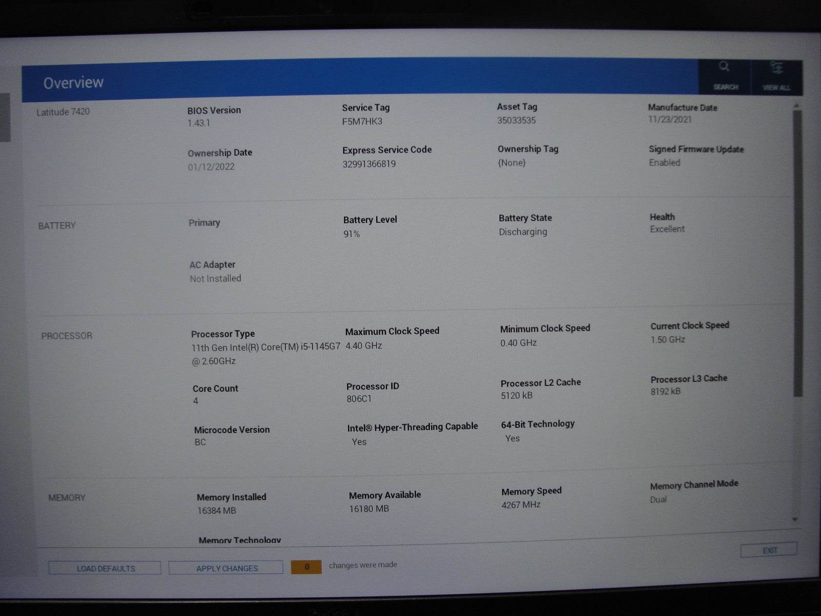 Dell Latitude 7420 14” FHD Intel Core i5-1145G7 2.6GHz 16GB 512GB SSD+ Charger - Tested Computer Laptop Parts