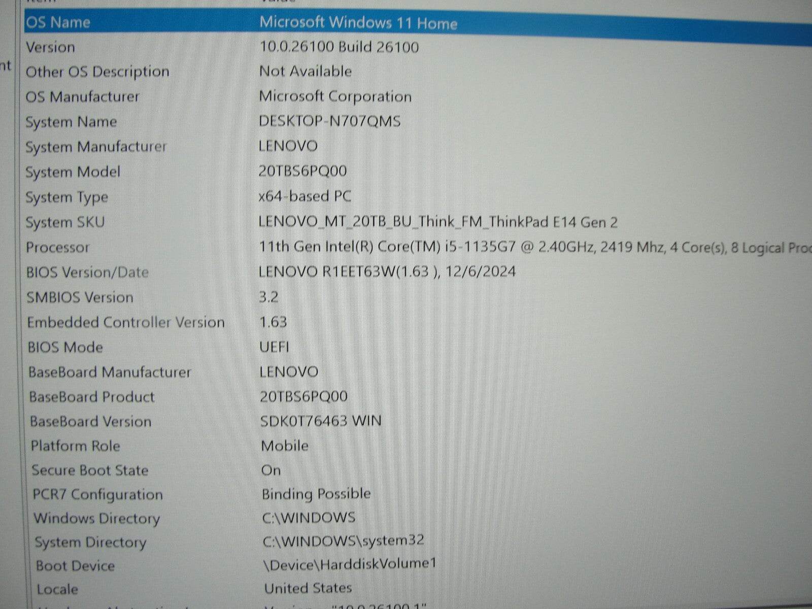 Lenovo ThinkPad E14 Gen 2 14” FHD Intel Core i5-1135G7 2.4GHz 16GB 512GB SSD - Tested Computer Laptop Parts