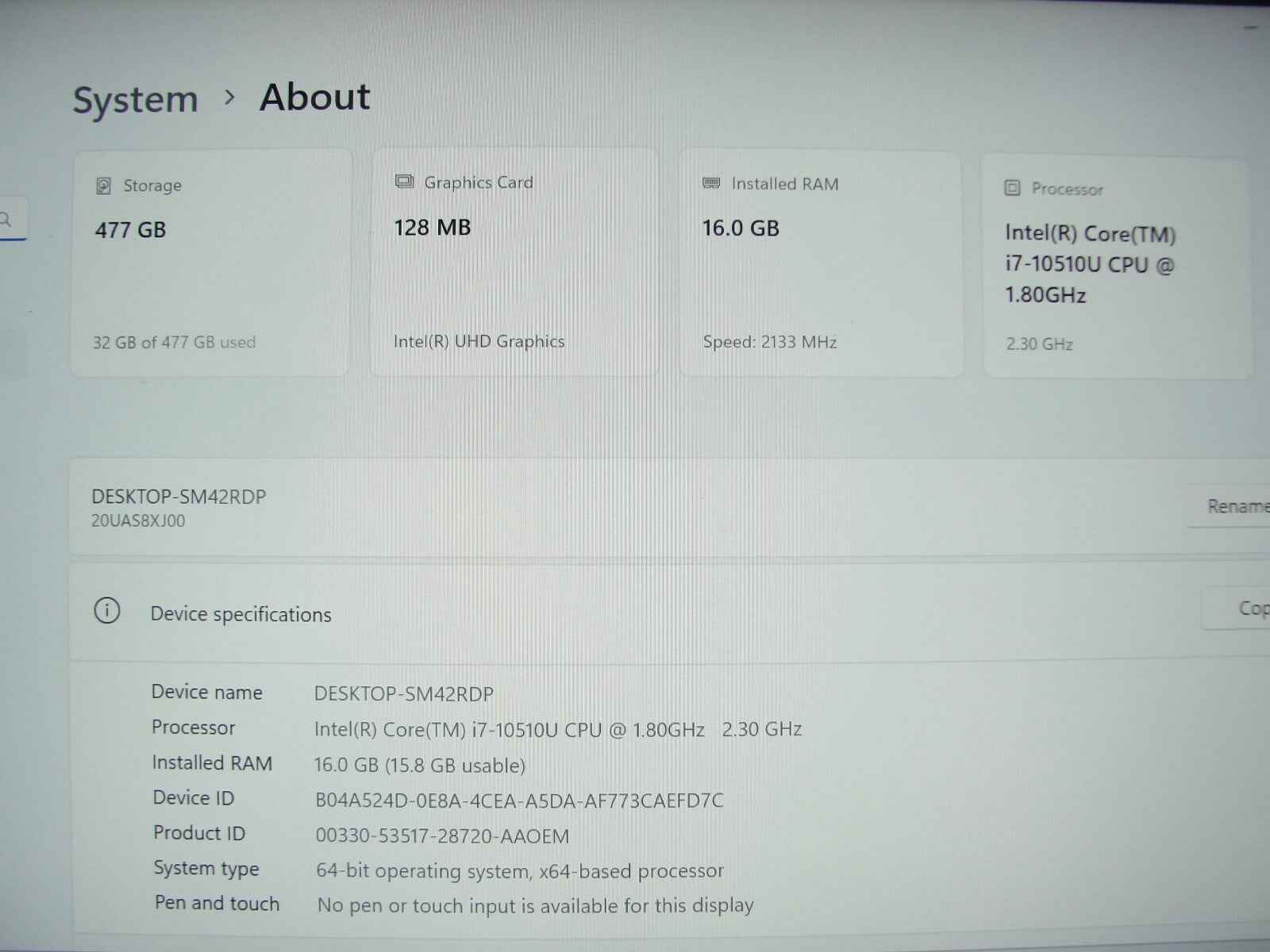 Lenovo ThinkPad X1 Carbon Gen8 14”FHD Intel Core i7-10510U 1.8GHz 16GB 512GB SSD - Tested Computer Laptop Parts