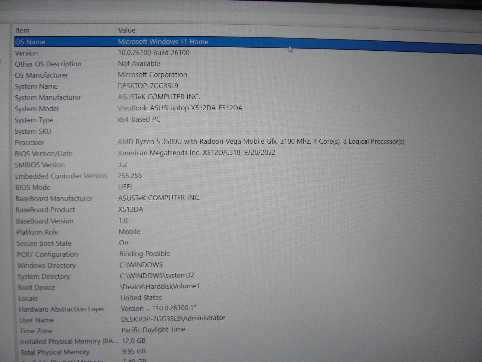 Asus VivoBook F512DA 15.6” FHD AMD Ryzen 5 3500U 2.1GHz 12GB 128GB SSD/HDD 1TB - Tested Computer Laptop Parts