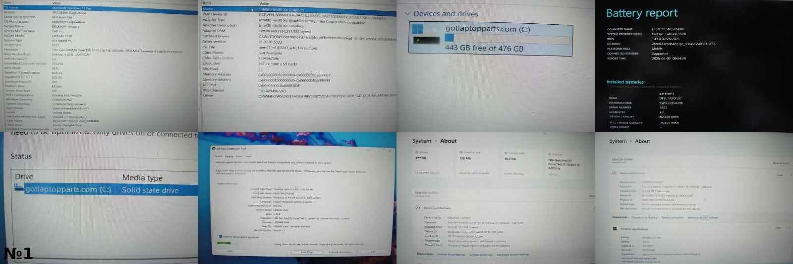 Dell Latitude 5520 14”FHD Intel Core i7-1185G7 3GHz 16GB 512GB SSD+Charger - Tested Computer Laptop Parts