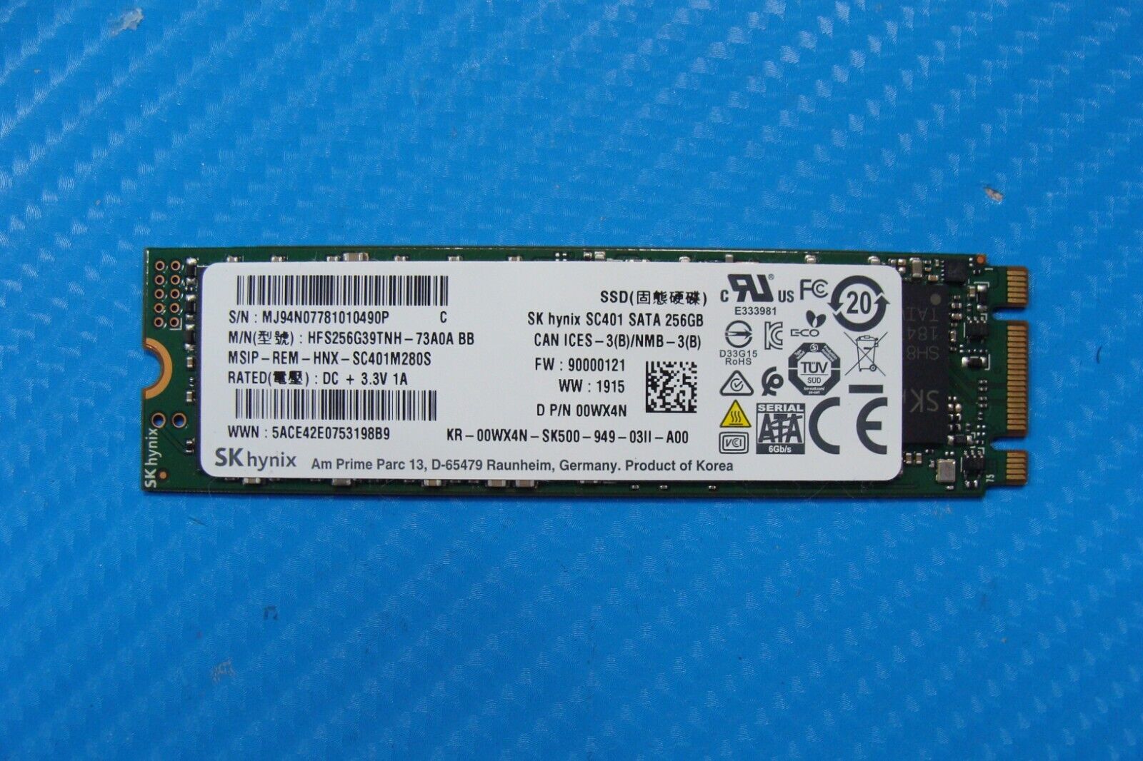 Dell 7490 SK Hynix 256GB SATA M.2 SSD Solid State Drive HFS256G39TNH-73A0A 0WX4N