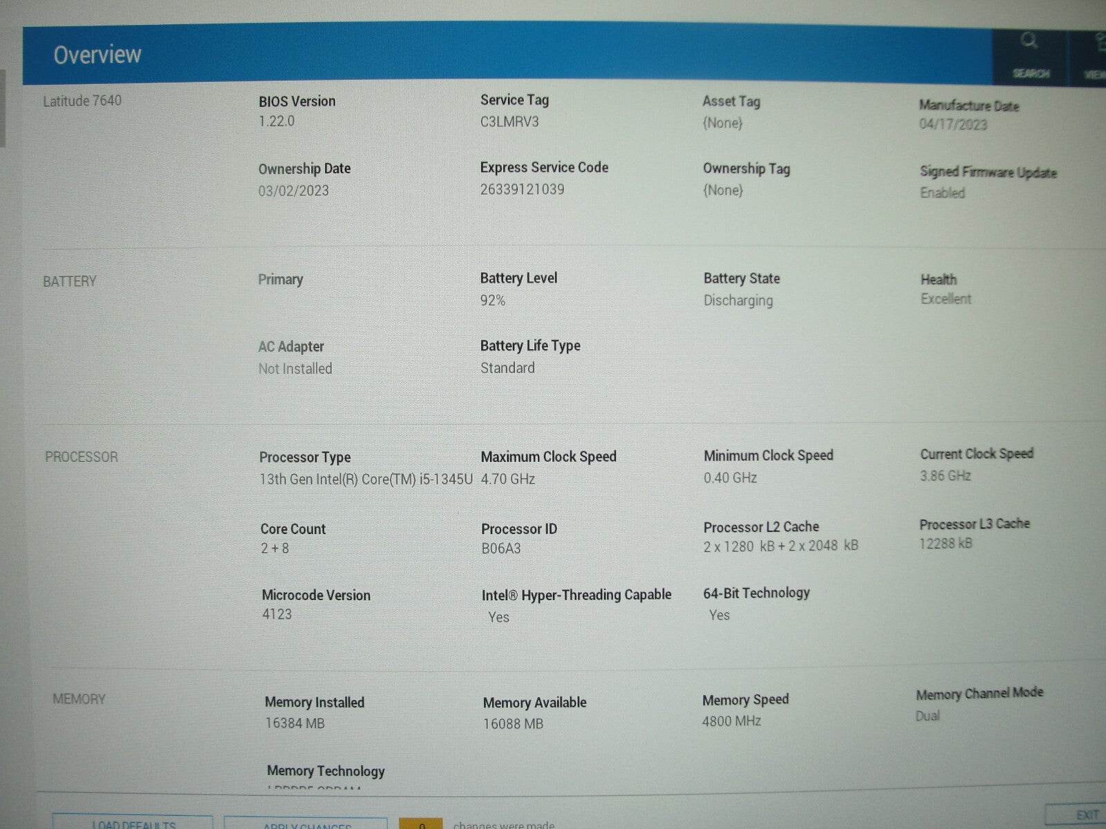 Dell Latitude 7640 16” WUXGA vPro Intel i5-1345U 1.6GHz 16GB 256GB SSD Warranty - Tested Computer Laptop Parts