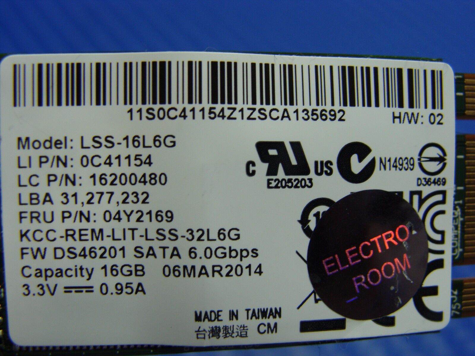 Lenovo IdeaPad U530 16GB SSD Solid State Drive 04Y2169 LSS-16L6G - Tested Computer Laptop Parts