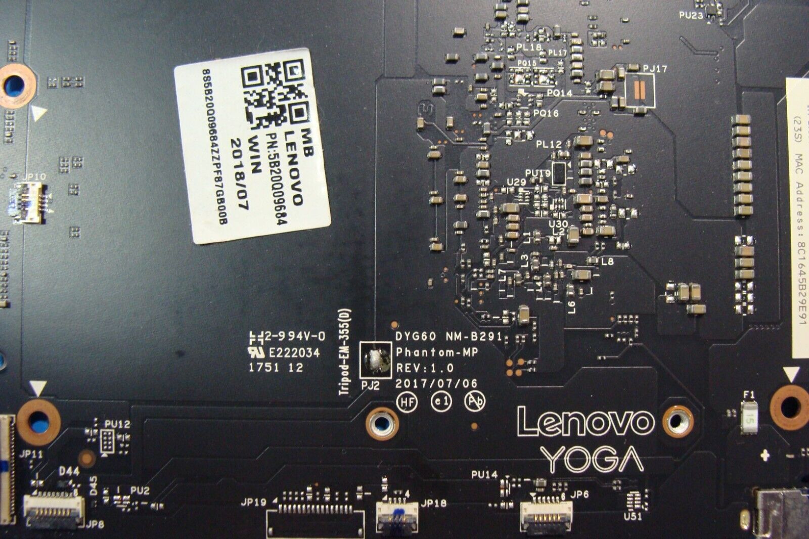 Lenovo Yoga 13.9” 920-13IKB 80Y7 OEM i5-8250U 1.6GHz 8GB Motherboard 5B20Q09684