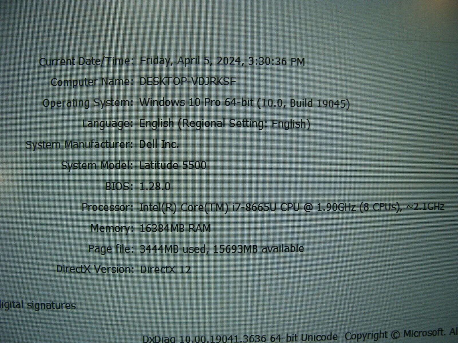 Dell Latitude 5500 Laptop 15