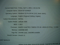 Dell Latitude 5500 Laptop 15"FHD Intel i7-8665U 1.9GHz 16GB 512GB SSD +Charger