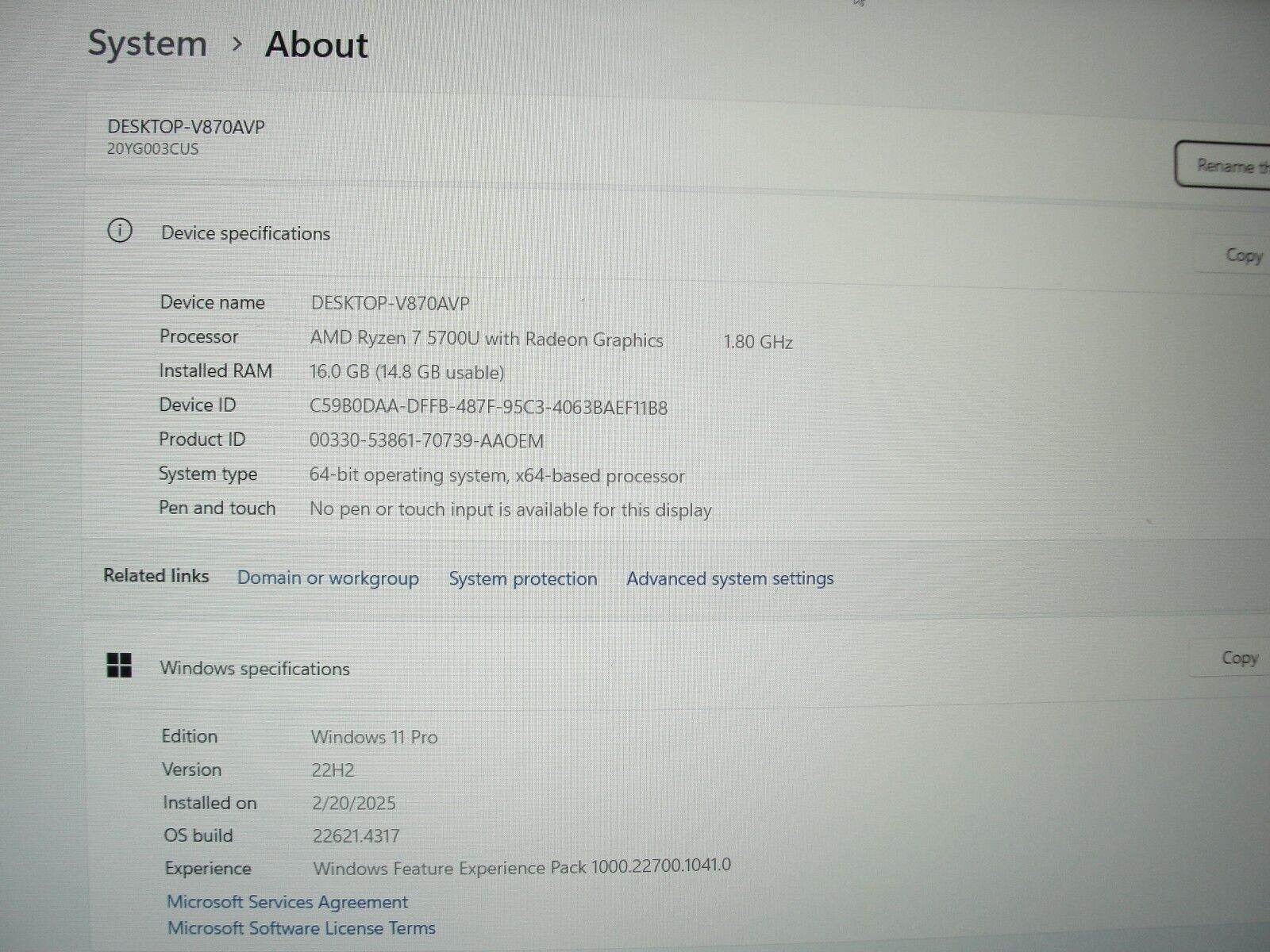 Lenovo Ideapad 3 14ADA05 14” AMD Ryzen 5 3500U 2.1GHz 8GB SSD Reset 256GB - Tested Computer Laptop Parts