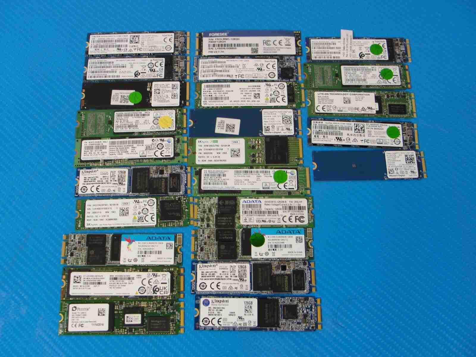 LOT of 25x Internal 128/256 GB PCIe NVMe M2 2280 Solid State Drive SSD MIX BRAND - Tested Computer Laptop Parts