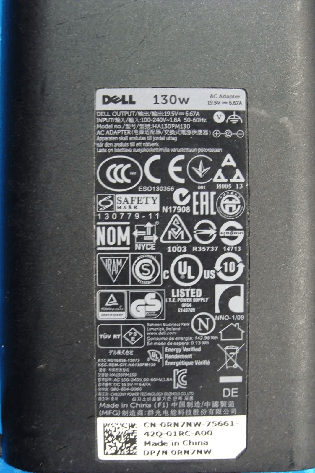 130W AC Adapter for Dell Xps 15 9530 - Tested Computer Laptop Parts
