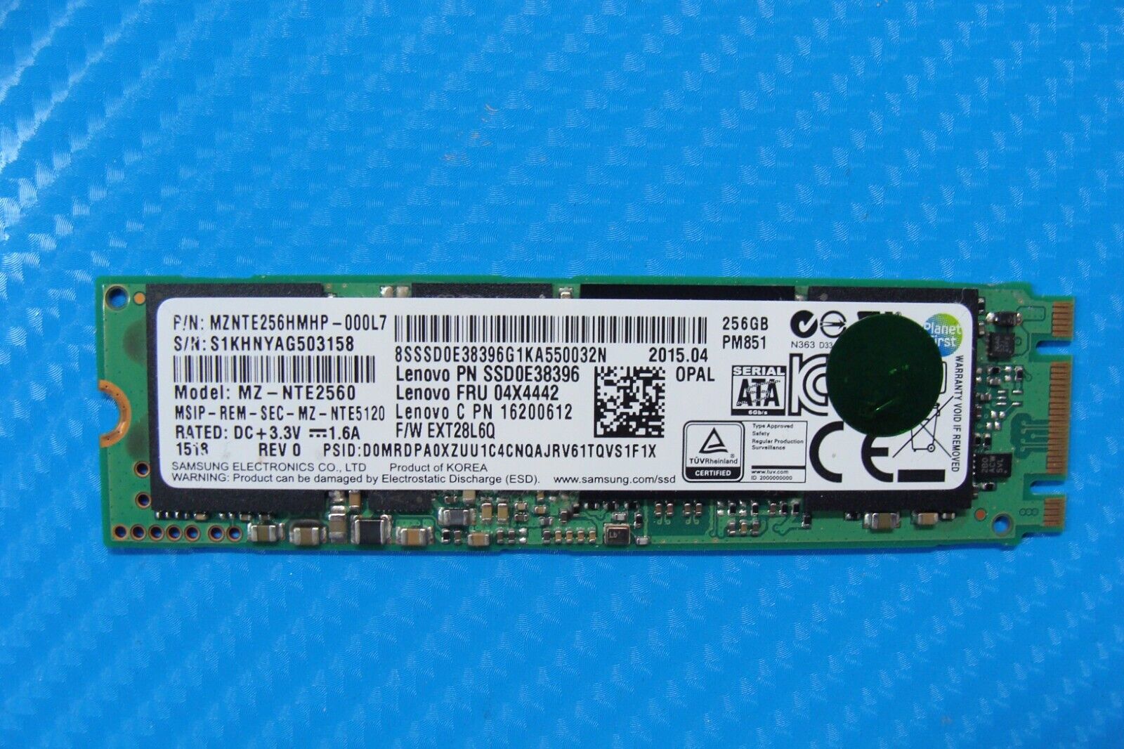 Lenovo X1 Carbon Samsung Sata M.2 256GB SSD Solid State Drive MZNTE256HMHP-000L7