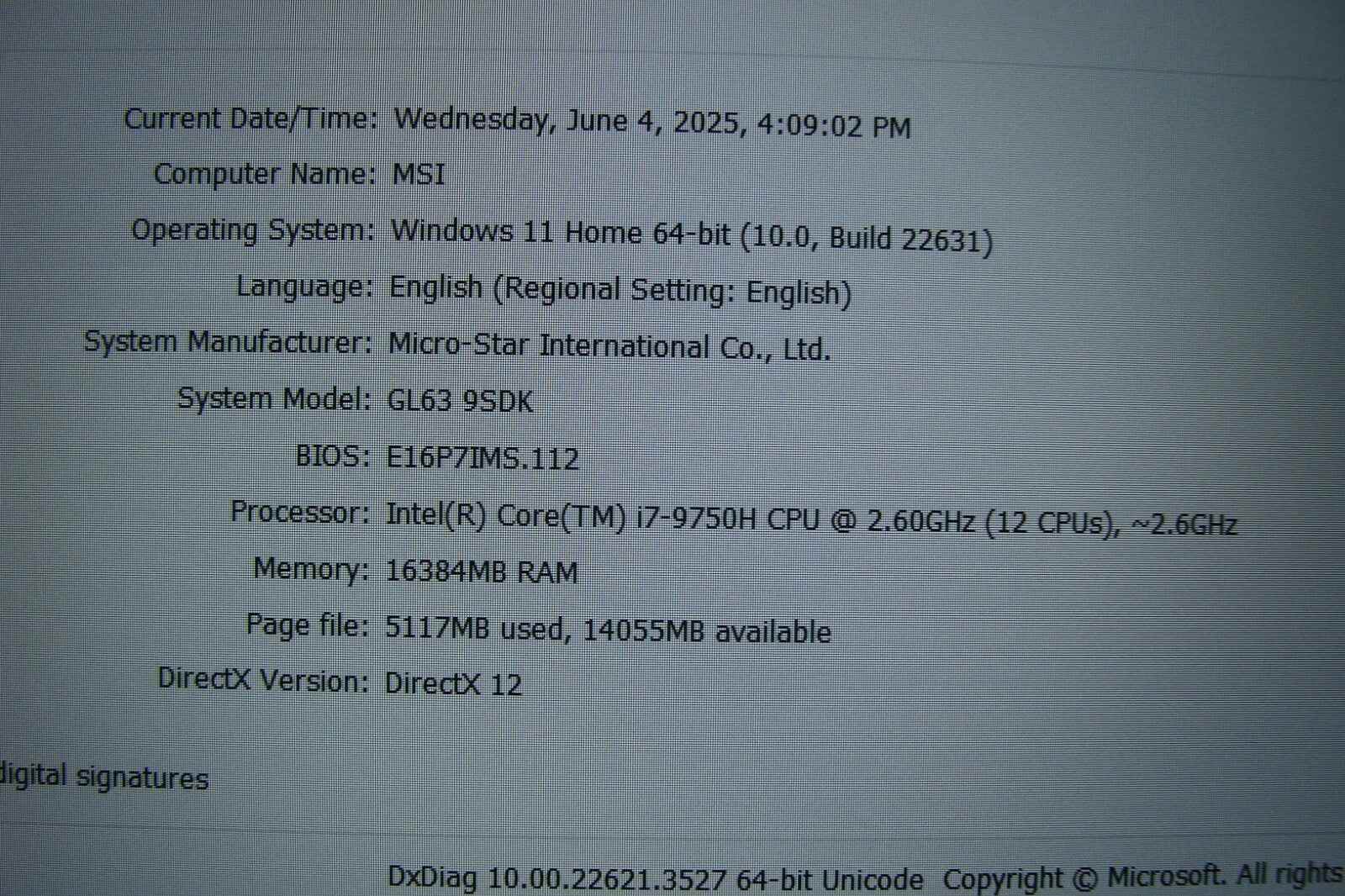 MSI GL63 9SDK 15.6'' FHD i7-9750H 2.6GHz 16GB 512GB/1TB GTRX 1660 Ti Battery 91% - Tested Computer Laptop Parts