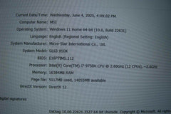 MSI GL63 9SDK 15.6'' FHD i7-9750H 2.6GHz 16GB 512GB/1TB GTRX 1660 Ti Battery 91% - Tested Computer Laptop Parts