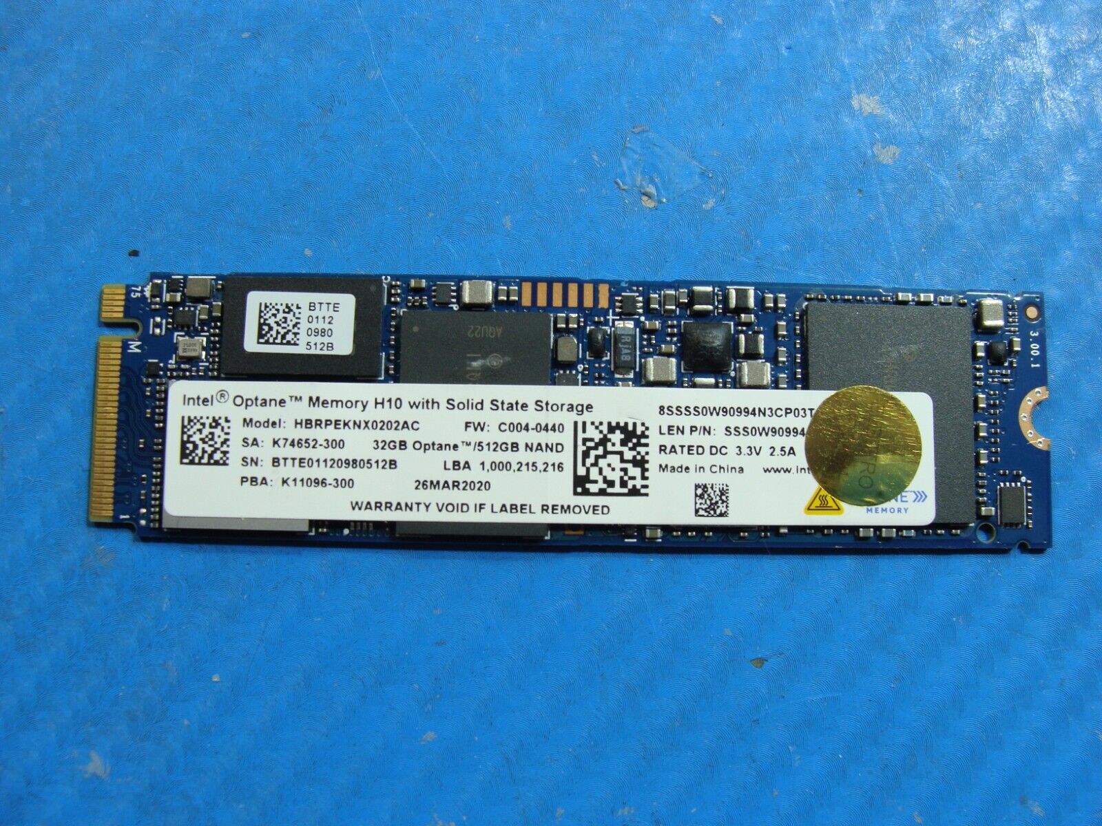 Lenovo C740-15IML Intel 32GB/512GB M.2 NVMe SSD Solid State Drive HBRPEKNX0202AC
