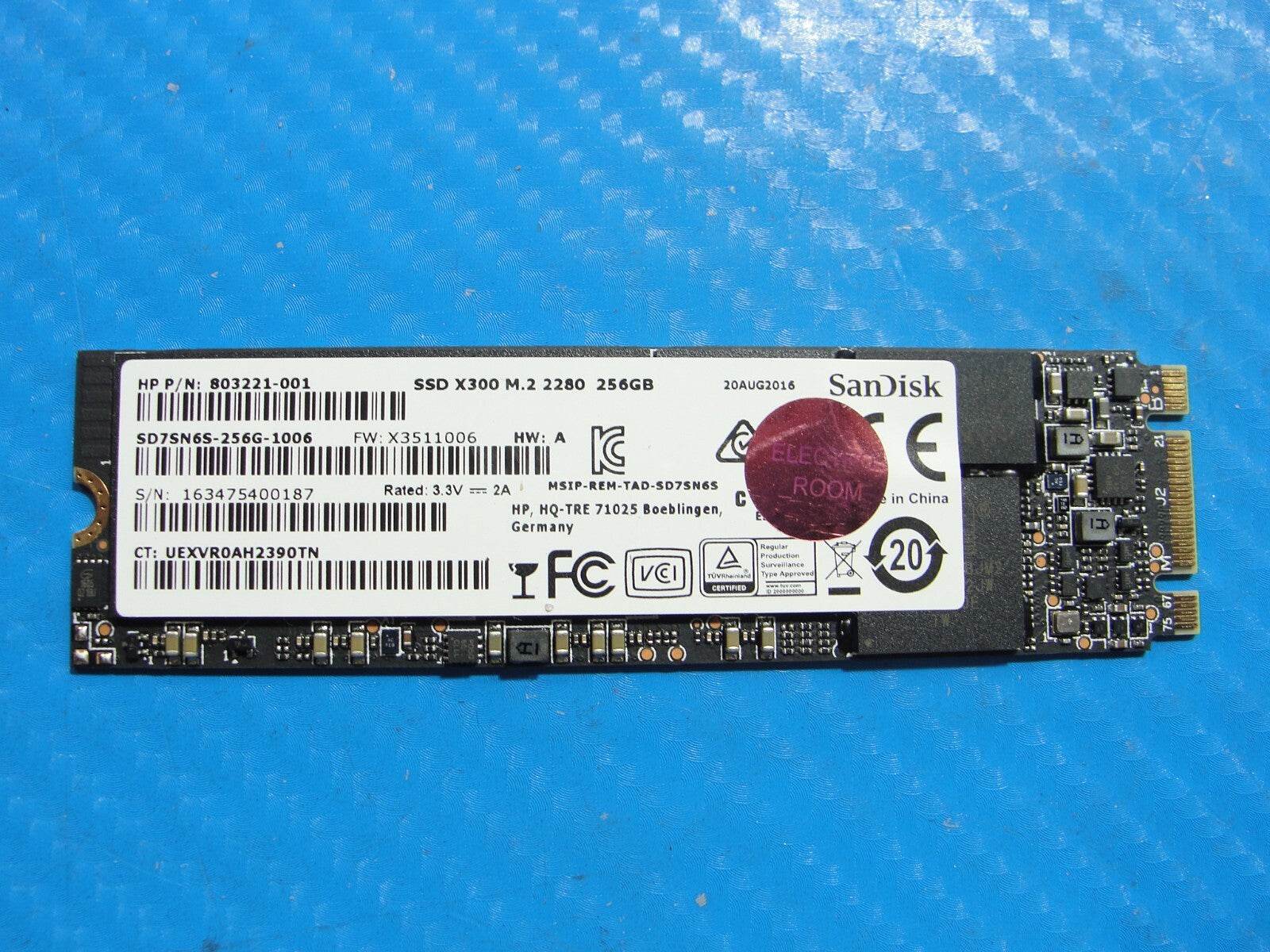 HP 15-w110nr SanDisk SATA M.2 256GB SSD SD7SN6S-256G-1006 803221-001 - Tested Computer Laptop Parts