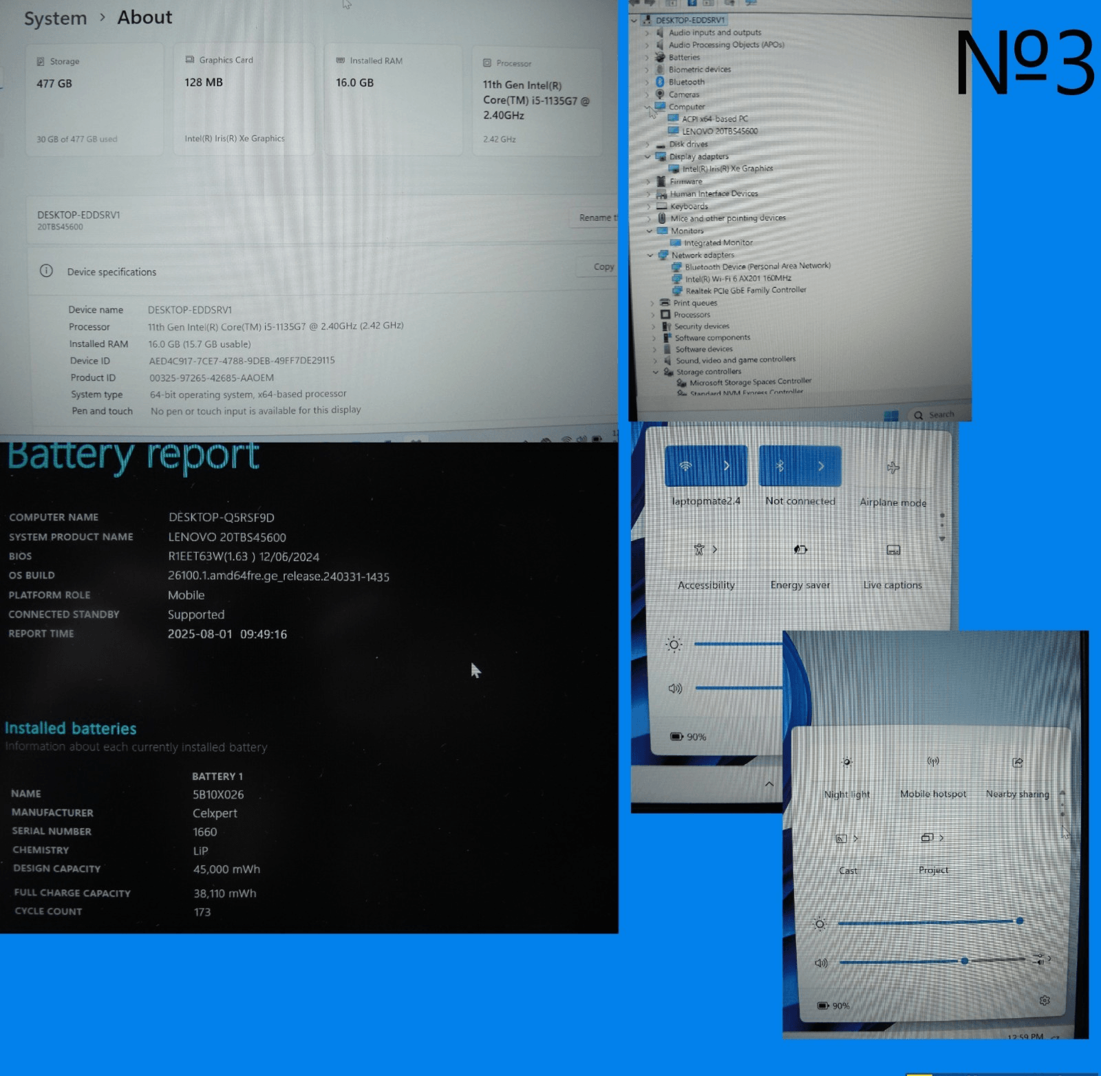 Lenovo ThinkPad E14 Gen 2 14”FHD Intel Core i5-1135G7 2.4GHz 16GB SSD Reset512GB - Tested Computer Laptop Parts