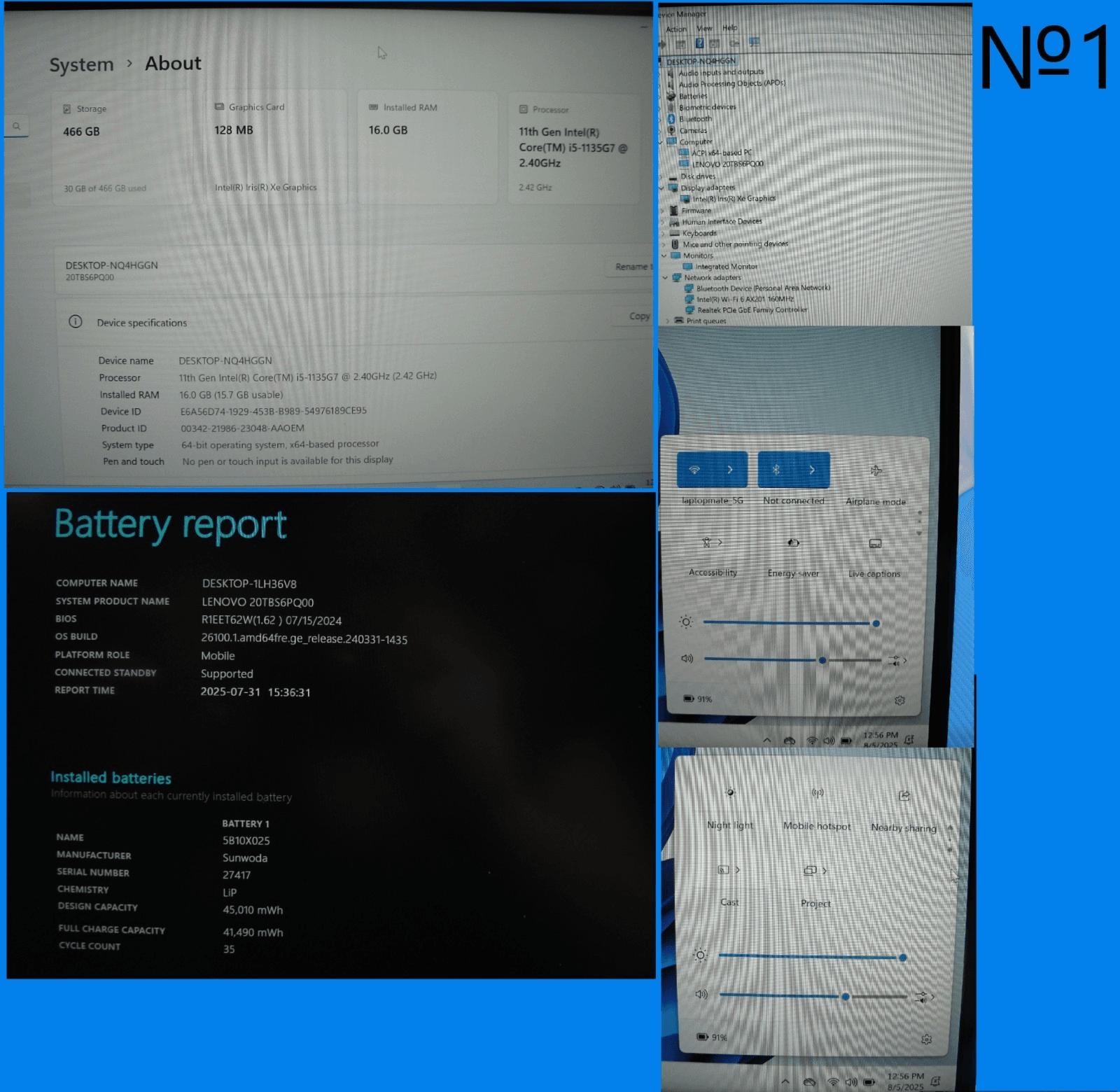 Lenovo ThinkPad E14 Gen 2 14”FHD Intel Core i5-1135G7 2.4GHz 16GB SSD Reset512GB - Tested Computer Laptop Parts