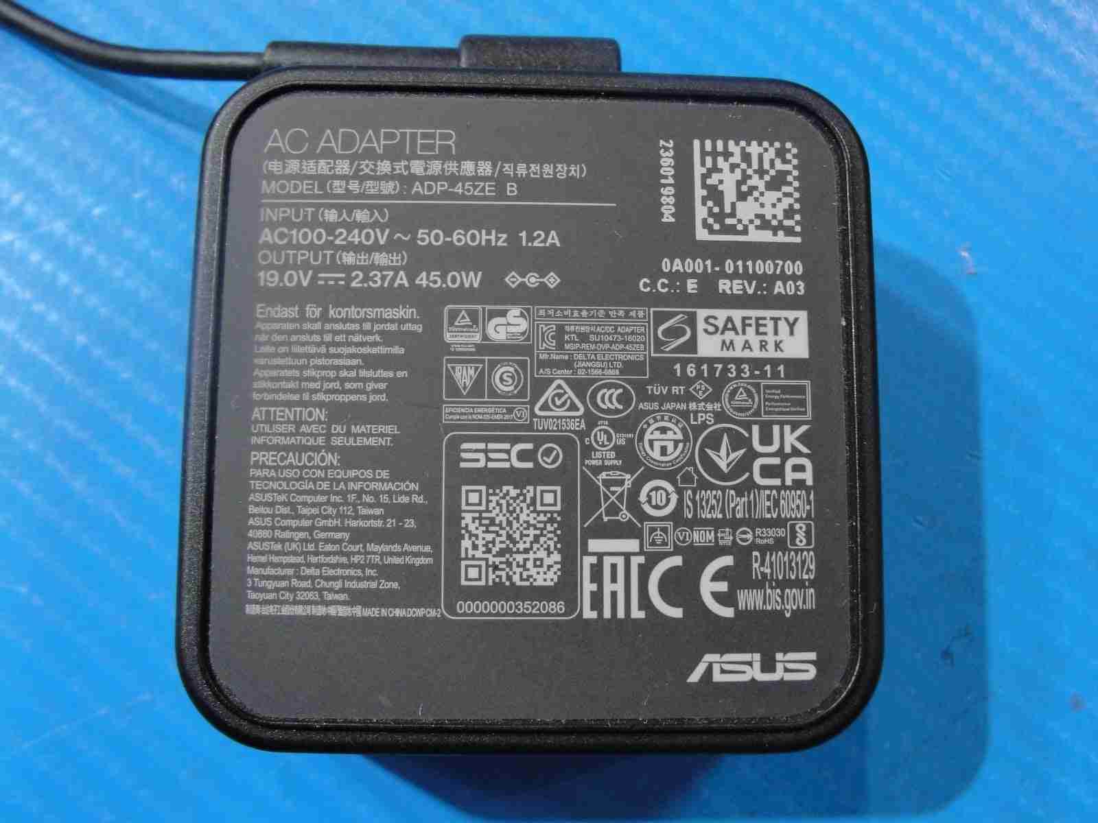 Genuine ASUS 45W AC Adapter – 19V 2.37A – 4.0×1.2mm Black Tip (No Center Pin) - Tested Computer Laptop Parts