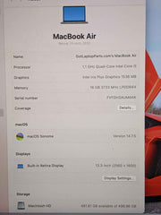 Apple MacBook Air 13" A2179 (2020) i5-1030NG7 1.1GHz 16GB 512GB Sonoma MVH2LL/A