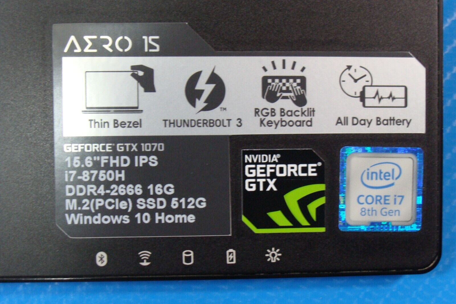 Gigabyte Aero 15.6” 15X V8 Palmrest w/TouchPad Backlit Keyboard 27363-65W81-J20S