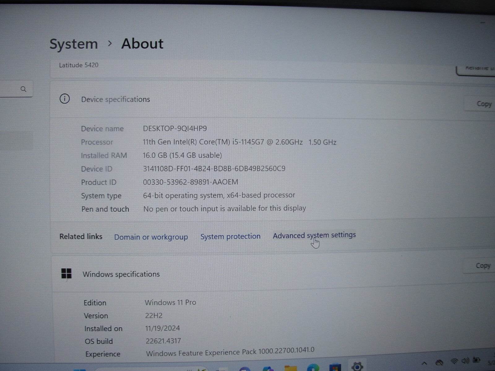 Dell Latitude 5420 14” FHD Intel Core i5-1145G7 2.6GHz 16GB 128GB SSD + Charger - Tested Computer Laptop Parts