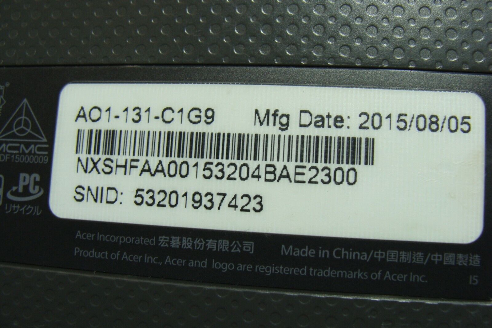 Acer Aspire One Cloudbook AO1-131-C1G9 11.6
